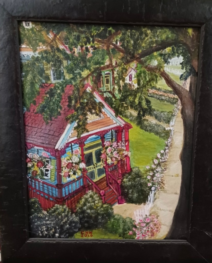 Painting of red cottage